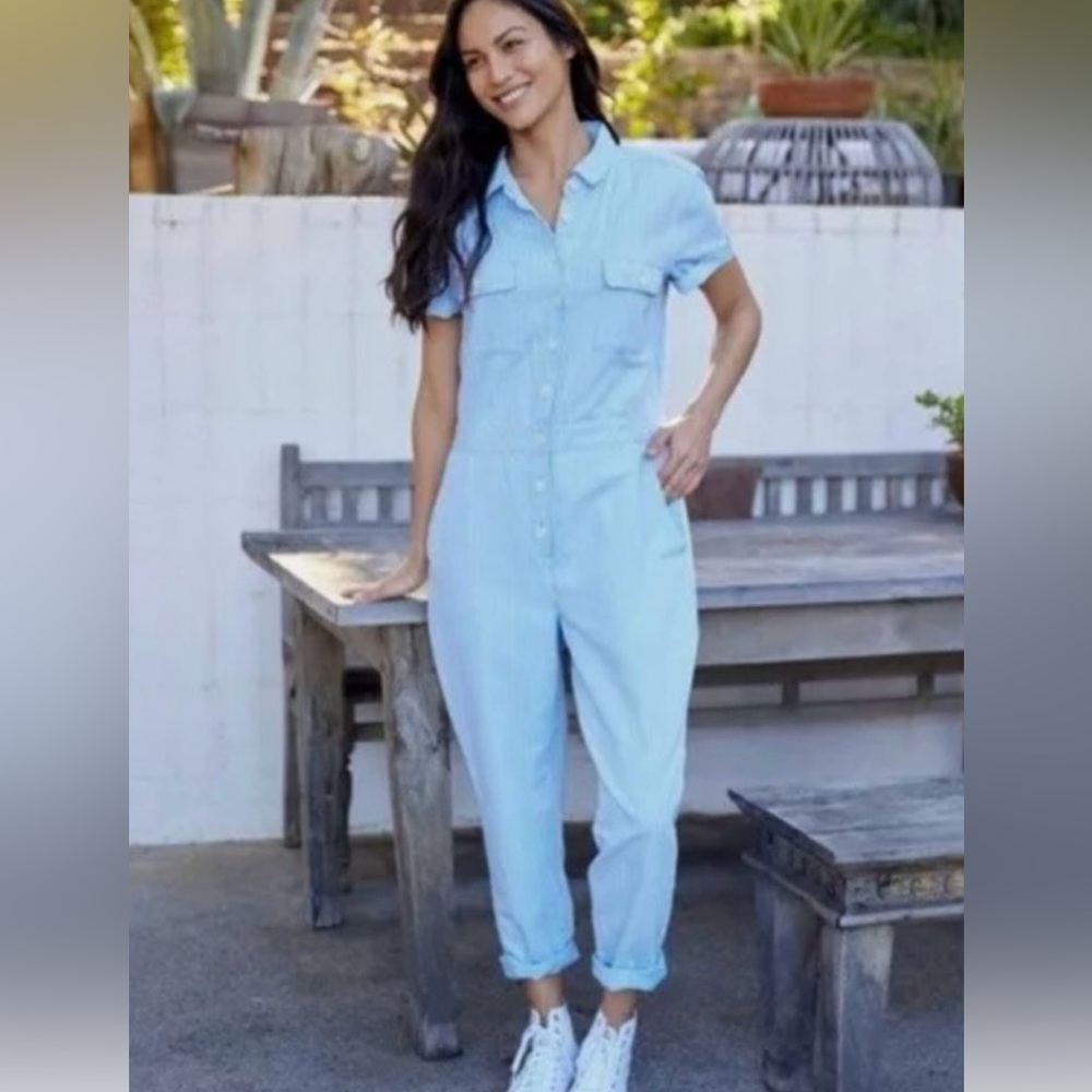 Outerknown NWT Lightweight Button Front Jumpsuit Organic Cotton Linen Artsy